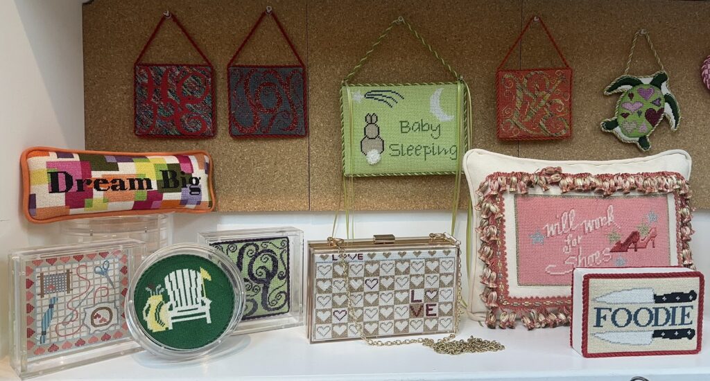IMG_3941 Finished needlepoint pieces on display at Needlepoint Alley